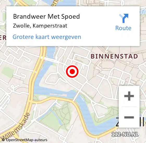 Locatie op kaart van de 112 melding: Brandweer Met Spoed Naar Zwolle, Kamperstraat op 19 juli 2023 14:05