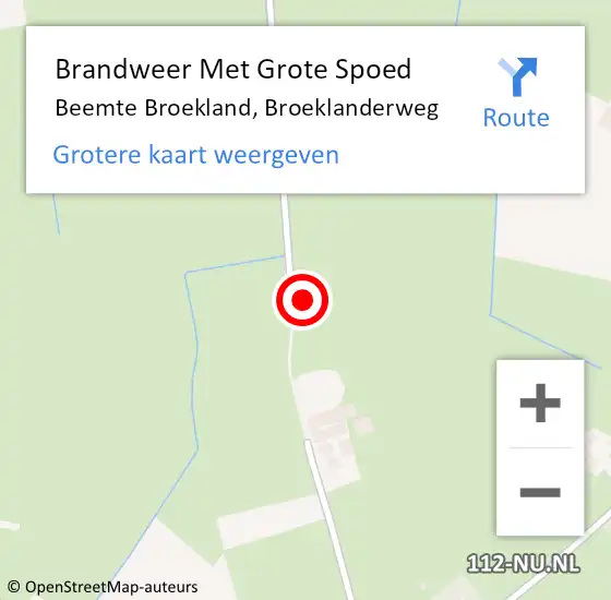 Locatie op kaart van de 112 melding: Brandweer Met Grote Spoed Naar Beemte Broekland, Broeklanderweg op 19 juli 2023 14:24