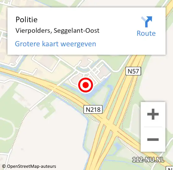 Locatie op kaart van de 112 melding: Politie Vierpolders, Seggelant-Oost op 19 juli 2023 14:46