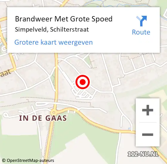 Locatie op kaart van de 112 melding: Brandweer Met Grote Spoed Naar Simpelveld, Schilterstraat op 19 juli 2023 14:58