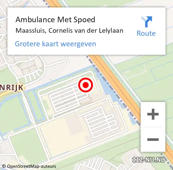 Locatie op kaart van de 112 melding: Ambulance Met Spoed Naar Maassluis, Cornelis van der Lelylaan op 19 juli 2023 15:18