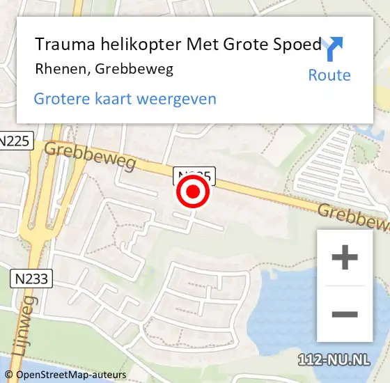 Locatie op kaart van de 112 melding: Trauma helikopter Met Grote Spoed Naar Rhenen, Grebbeweg op 19 juli 2023 15:45