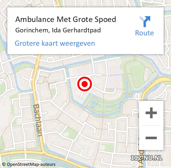 Locatie op kaart van de 112 melding: Ambulance Met Grote Spoed Naar Gorinchem, Ida Gerhardtpad op 19 juli 2023 15:49