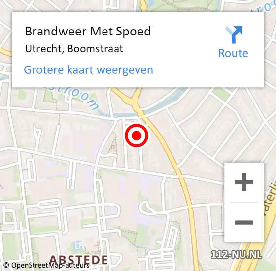 Locatie op kaart van de 112 melding: Brandweer Met Spoed Naar Utrecht, Boomstraat op 13 oktober 2013 12:11