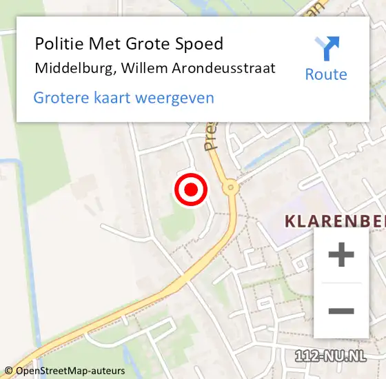 Locatie op kaart van de 112 melding: Politie Met Grote Spoed Naar Middelburg, Willem Arondeusstraat op 19 juli 2023 16:33