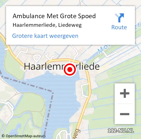 Locatie op kaart van de 112 melding: Ambulance Met Grote Spoed Naar Haarlemmerliede, Liedeweg op 19 juli 2023 16:56