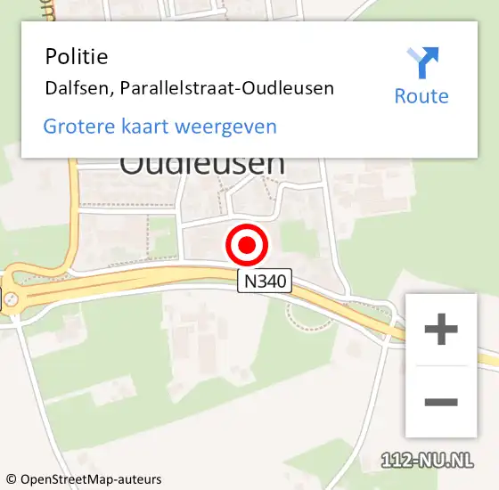 Locatie op kaart van de 112 melding: Politie Dalfsen, Parallelstraat-Oudleusen op 19 juli 2023 16:56