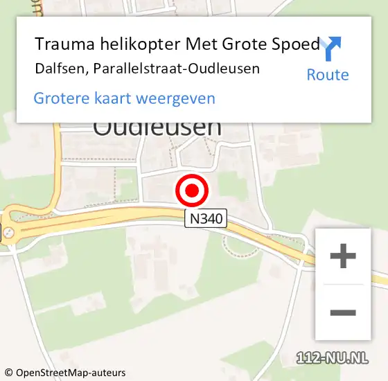 Locatie op kaart van de 112 melding: Trauma helikopter Met Grote Spoed Naar Dalfsen, Parallelstraat-Oudleusen op 19 juli 2023 17:00