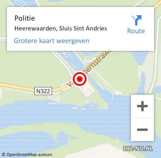 Locatie op kaart van de 112 melding: Politie Heerewaarden, Sluis Sint Andries op 19 juli 2023 17:26