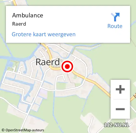 Locatie op kaart van de 112 melding: Ambulance Raerd op 19 juli 2023 17:31