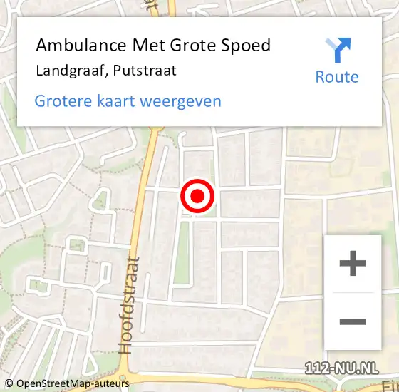 Locatie op kaart van de 112 melding: Ambulance Met Grote Spoed Naar Landgraaf, Putstraat op 2 september 2014 09:46