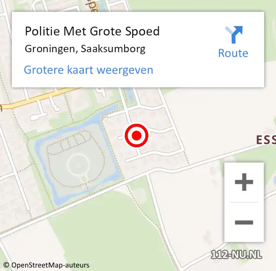 Locatie op kaart van de 112 melding: Politie Met Grote Spoed Naar Groningen, Saaksumborg op 19 juli 2023 17:59