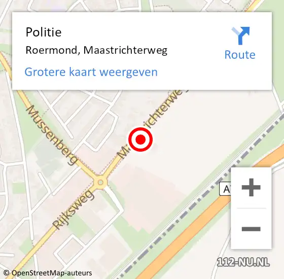 Locatie op kaart van de 112 melding: Politie Roermond, Maastrichterweg op 19 juli 2023 18:19