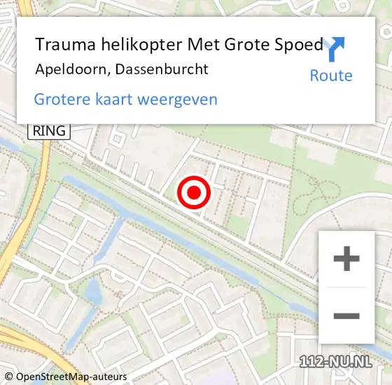 Locatie op kaart van de 112 melding: Trauma helikopter Met Grote Spoed Naar Apeldoorn, Dassenburcht op 19 juli 2023 18:25