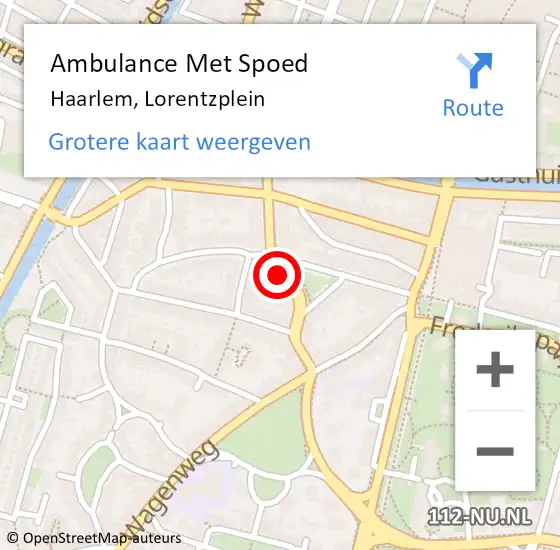 Locatie op kaart van de 112 melding: Ambulance Met Spoed Naar Haarlem, Lorentzplein op 19 juli 2023 18:27