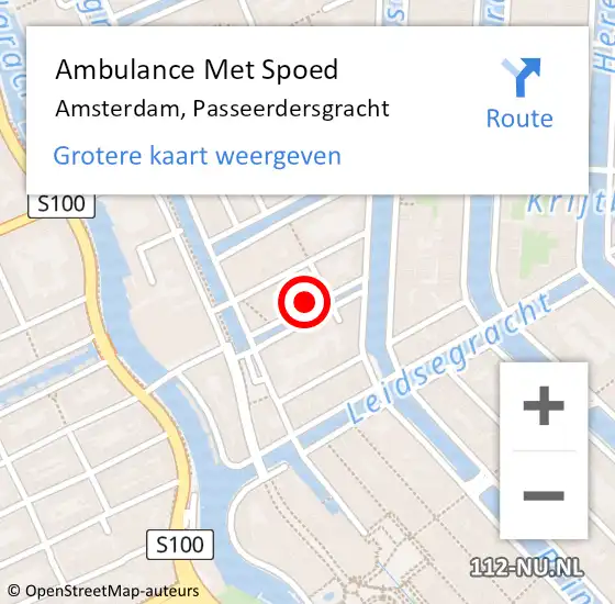 Locatie op kaart van de 112 melding: Ambulance Met Spoed Naar Amsterdam, Passeerdersgracht op 19 juli 2023 18:44