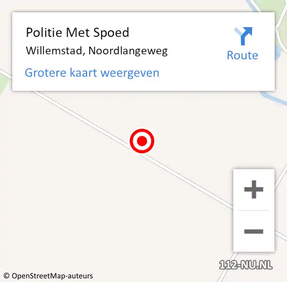 Locatie op kaart van de 112 melding: Politie Met Spoed Naar Willemstad, Noordlangeweg op 19 juli 2023 18:52