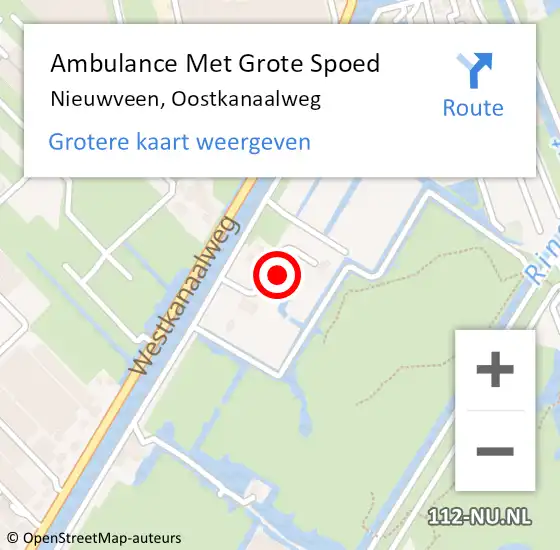 Locatie op kaart van de 112 melding: Ambulance Met Grote Spoed Naar Nieuwveen, Oostkanaalweg op 19 juli 2023 19:07