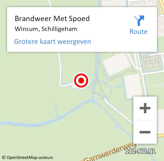 Locatie op kaart van de 112 melding: Brandweer Met Spoed Naar Winsum, Schilligeham op 19 juli 2023 19:07