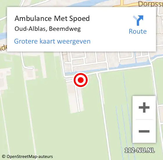 Locatie op kaart van de 112 melding: Ambulance Met Spoed Naar Oud-Alblas, Beemdweg op 19 juli 2023 19:37