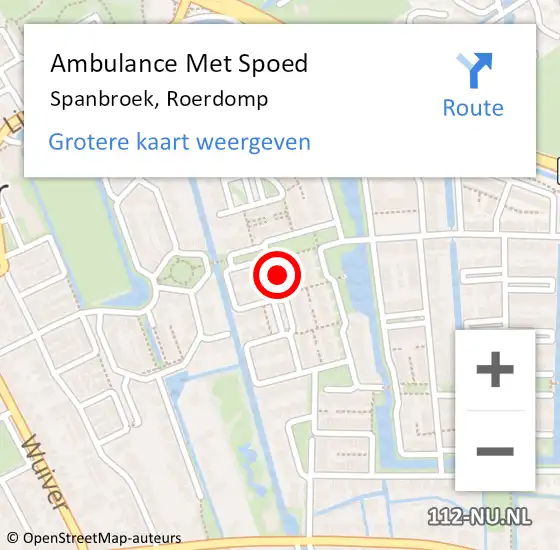 Locatie op kaart van de 112 melding: Ambulance Met Spoed Naar Spanbroek, Roerdomp op 19 juli 2023 20:07