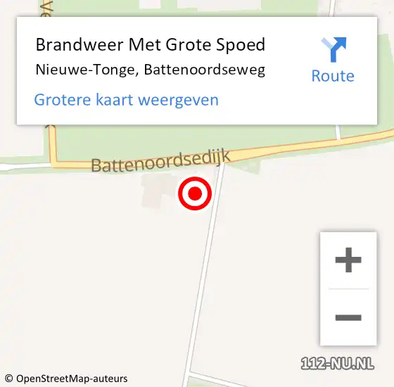 Locatie op kaart van de 112 melding: Brandweer Met Grote Spoed Naar Nieuwe-Tonge, Battenoordseweg op 19 juli 2023 20:17