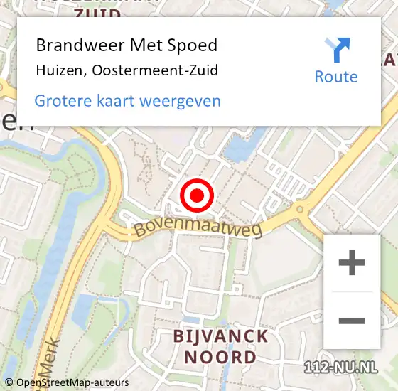 Locatie op kaart van de 112 melding: Brandweer Met Spoed Naar Huizen, Oostermeent-Zuid op 19 juli 2023 21:33