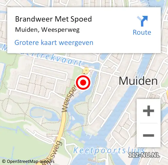 Locatie op kaart van de 112 melding: Brandweer Met Spoed Naar Muiden, Weesperweg op 19 juli 2023 21:39