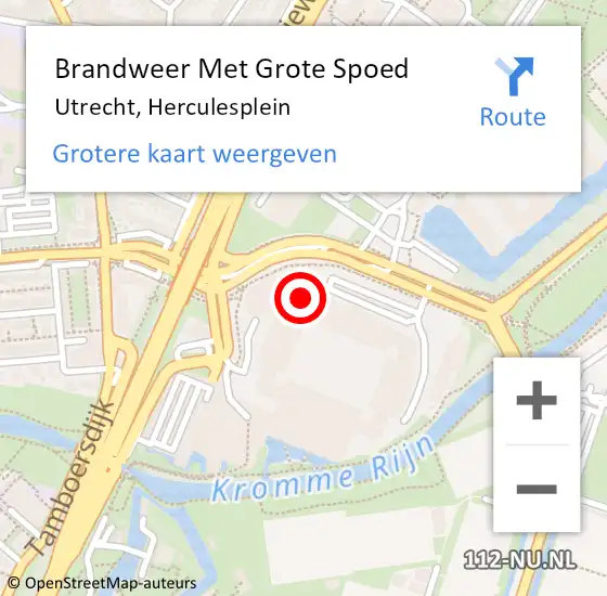 Locatie op kaart van de 112 melding: Brandweer Met Grote Spoed Naar Utrecht, Herculesplein op 19 juli 2023 21:44