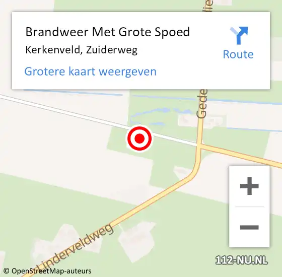 Locatie op kaart van de 112 melding: Brandweer Met Grote Spoed Naar Kerkenveld, Zuiderweg op 19 juli 2023 21:56