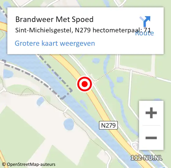 Locatie op kaart van de 112 melding: Brandweer Met Spoed Naar Sint-Michielsgestel, N279 hectometerpaal: 71 op 19 juli 2023 22:00
