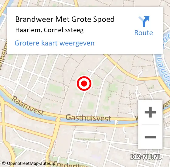 Locatie op kaart van de 112 melding: Brandweer Met Grote Spoed Naar Haarlem, Cornelissteeg op 2 september 2014 10:12