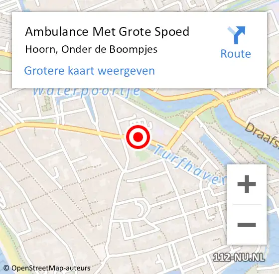 Locatie op kaart van de 112 melding: Ambulance Met Grote Spoed Naar Hoorn, Onder de Boompjes op 20 juli 2023 00:26