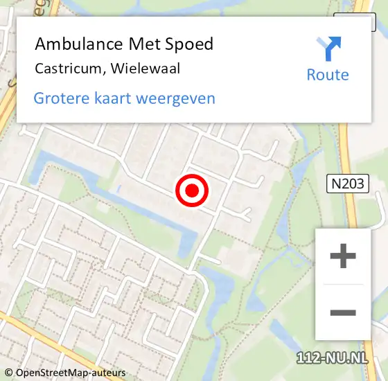 Locatie op kaart van de 112 melding: Ambulance Met Spoed Naar Castricum, Wielewaal op 20 juli 2023 01:45