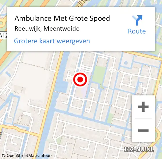 Locatie op kaart van de 112 melding: Ambulance Met Grote Spoed Naar Reeuwijk, Meentweide op 20 juli 2023 01:54