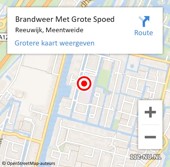 Locatie op kaart van de 112 melding: Brandweer Met Grote Spoed Naar Reeuwijk, Meentweide op 20 juli 2023 02:09