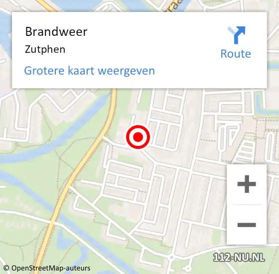 Locatie op kaart van de 112 melding: Brandweer Zutphen op 20 juli 2023 02:29