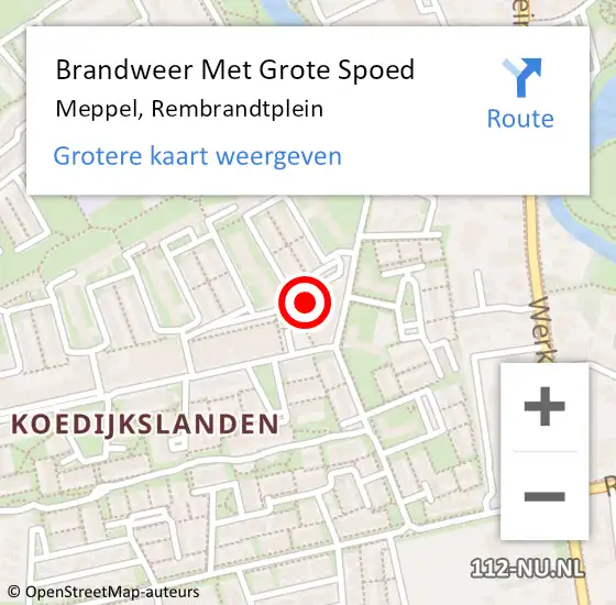 Locatie op kaart van de 112 melding: Brandweer Met Grote Spoed Naar Meppel, Rembrandtplein op 20 juli 2023 04:02