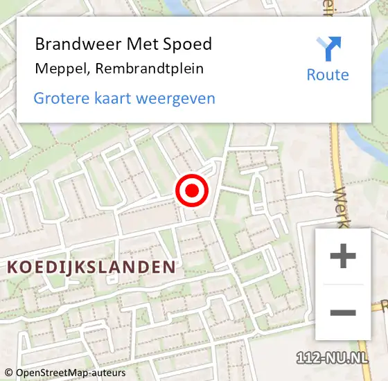 Locatie op kaart van de 112 melding: Brandweer Met Spoed Naar Meppel, Rembrandtplein op 20 juli 2023 04:44