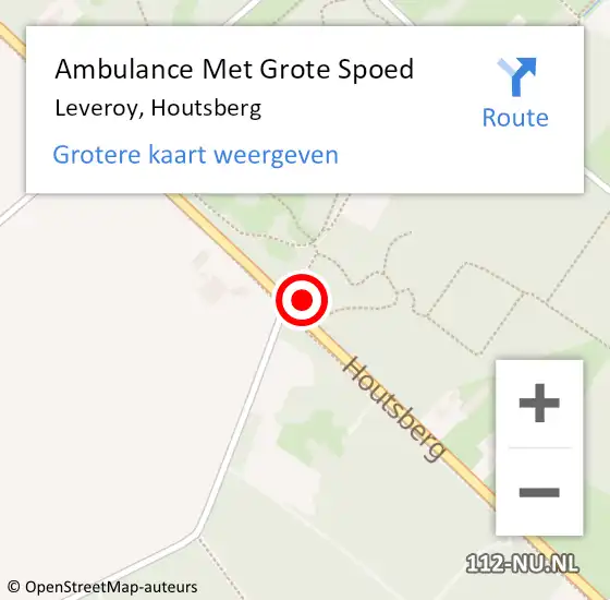 Locatie op kaart van de 112 melding: Ambulance Met Grote Spoed Naar Leveroy, Houtsberg op 20 juli 2023 06:37