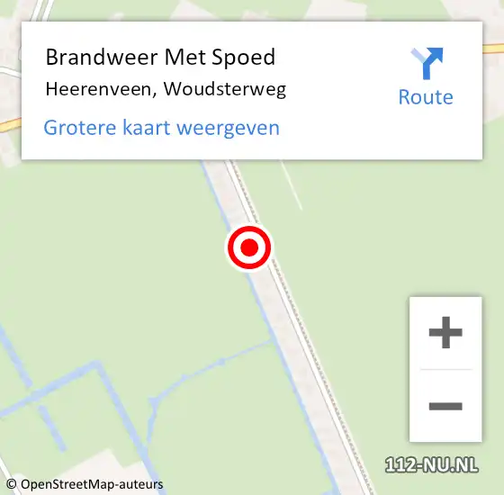 Locatie op kaart van de 112 melding: Brandweer Met Spoed Naar Heerenveen, Woudsterweg op 20 juli 2023 06:50