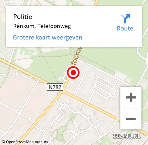 Locatie op kaart van de 112 melding: Politie Renkum, Telefoonweg op 20 juli 2023 07:04