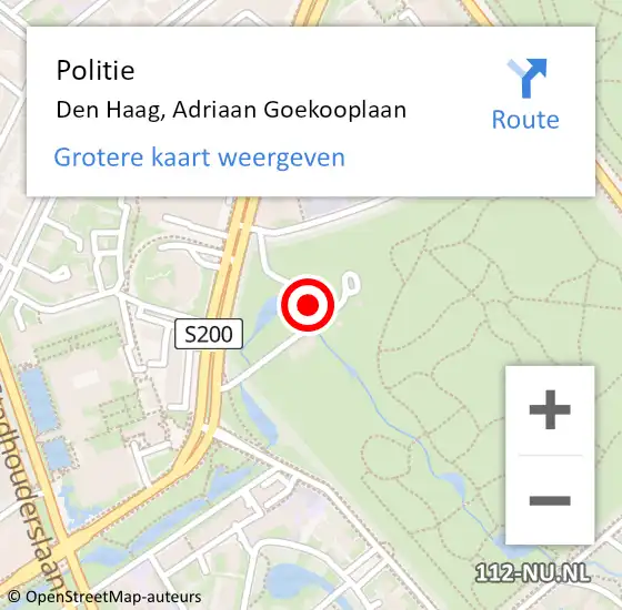 Locatie op kaart van de 112 melding: Politie Den Haag, Adriaan Goekooplaan op 20 juli 2023 07:46