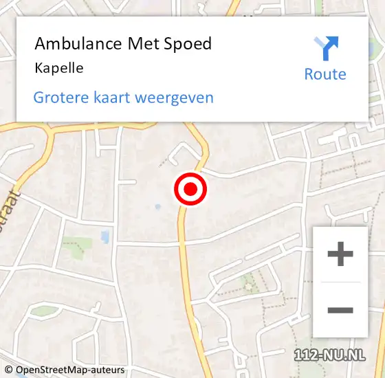 Locatie op kaart van de 112 melding: Ambulance Met Spoed Naar Kapelle op 20 juli 2023 08:04