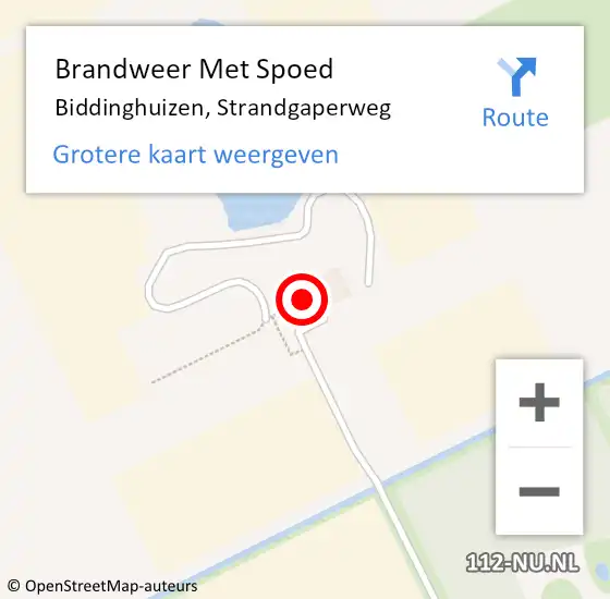Locatie op kaart van de 112 melding: Brandweer Met Spoed Naar Biddinghuizen, Strandgaperweg op 20 juli 2023 08:35