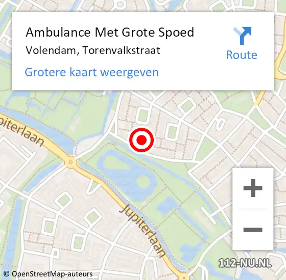 Locatie op kaart van de 112 melding: Ambulance Met Grote Spoed Naar Volendam, Torenvalkstraat op 20 juli 2023 08:48