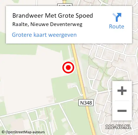 Locatie op kaart van de 112 melding: Brandweer Met Grote Spoed Naar Raalte, Nieuwe Deventerweg op 20 juli 2023 09:09