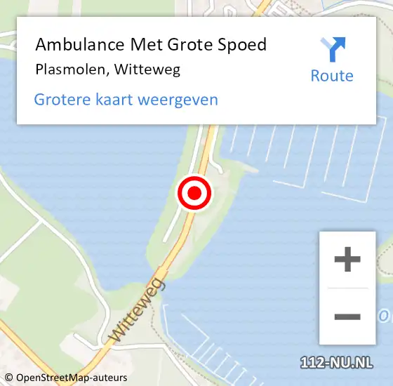 Locatie op kaart van de 112 melding: Ambulance Met Grote Spoed Naar Plasmolen, Witteweg op 20 juli 2023 09:21