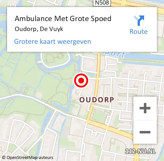 Locatie op kaart van de 112 melding: Ambulance Met Grote Spoed Naar Oudorp, De Vuyk op 2 september 2014 10:43