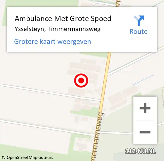 Locatie op kaart van de 112 melding: Ambulance Met Grote Spoed Naar Ysselsteyn, Timmermannsweg op 20 juli 2023 09:57